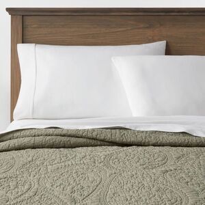 Open Box - Threshold - Twin/Twin Extra Long Garment Washed Paisley Stitch Green